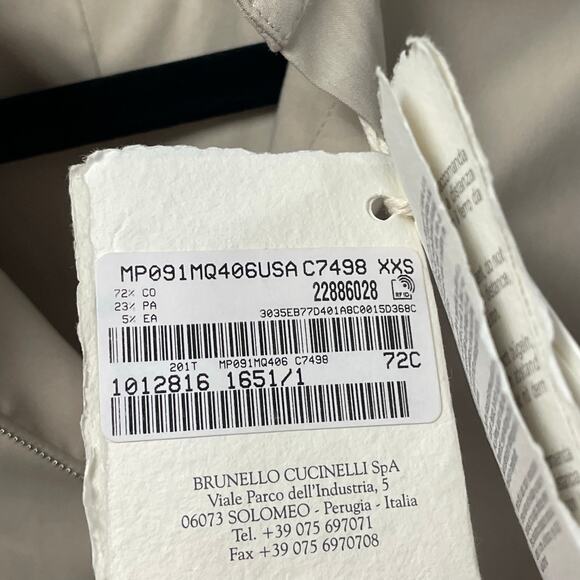 NWD Brunello Cucinelli Monili-Trim Shirt in Cotton Silk Blend Beige Womens XXS - Picture 10 of 12